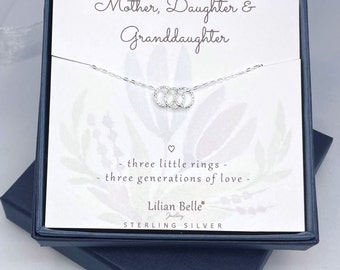 3 Generations Sterling Silver Necklace Gift, Grandmother Gift, Grandma Gift, Gran Gifts, for Nan from Granddaughter Grandchildren, Grandson