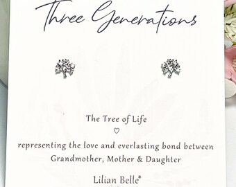 Tree of Life Sterling Silver Earrings Gran Gift, Grandmother Granddaughter Gift, Generations Gift, from Grandson, from Grandchildren, Granny