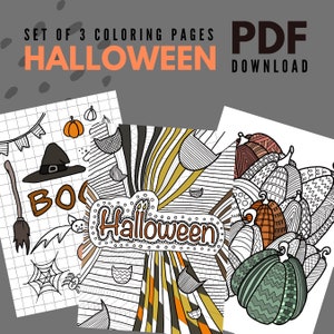 Printable PDF Halloween Coloring Pages, Printable Halloween Posters ...