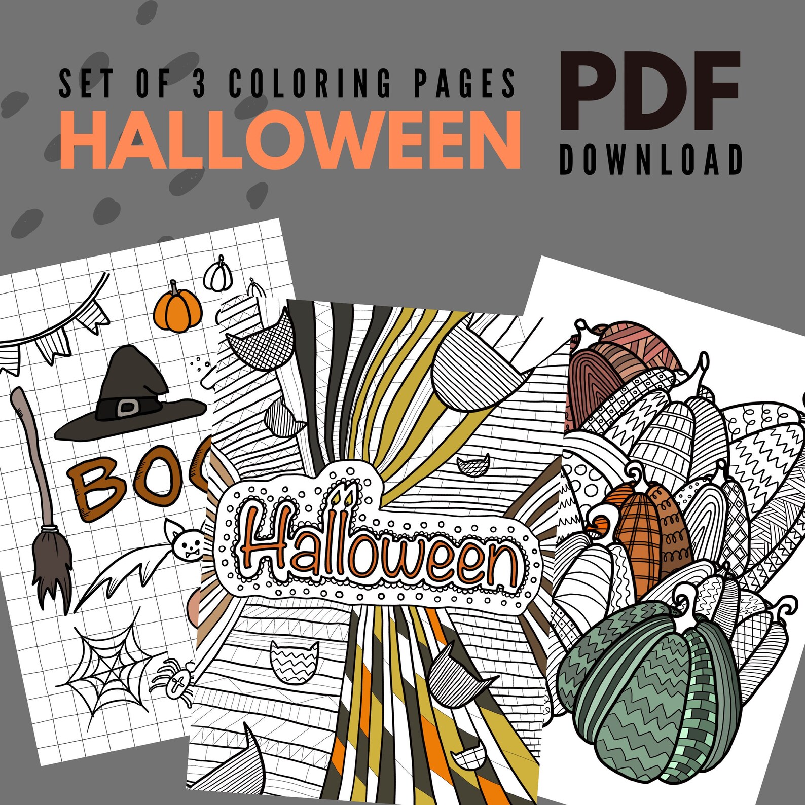 Printable PDF Halloween Coloring Pages Printable Halloween - Etsy