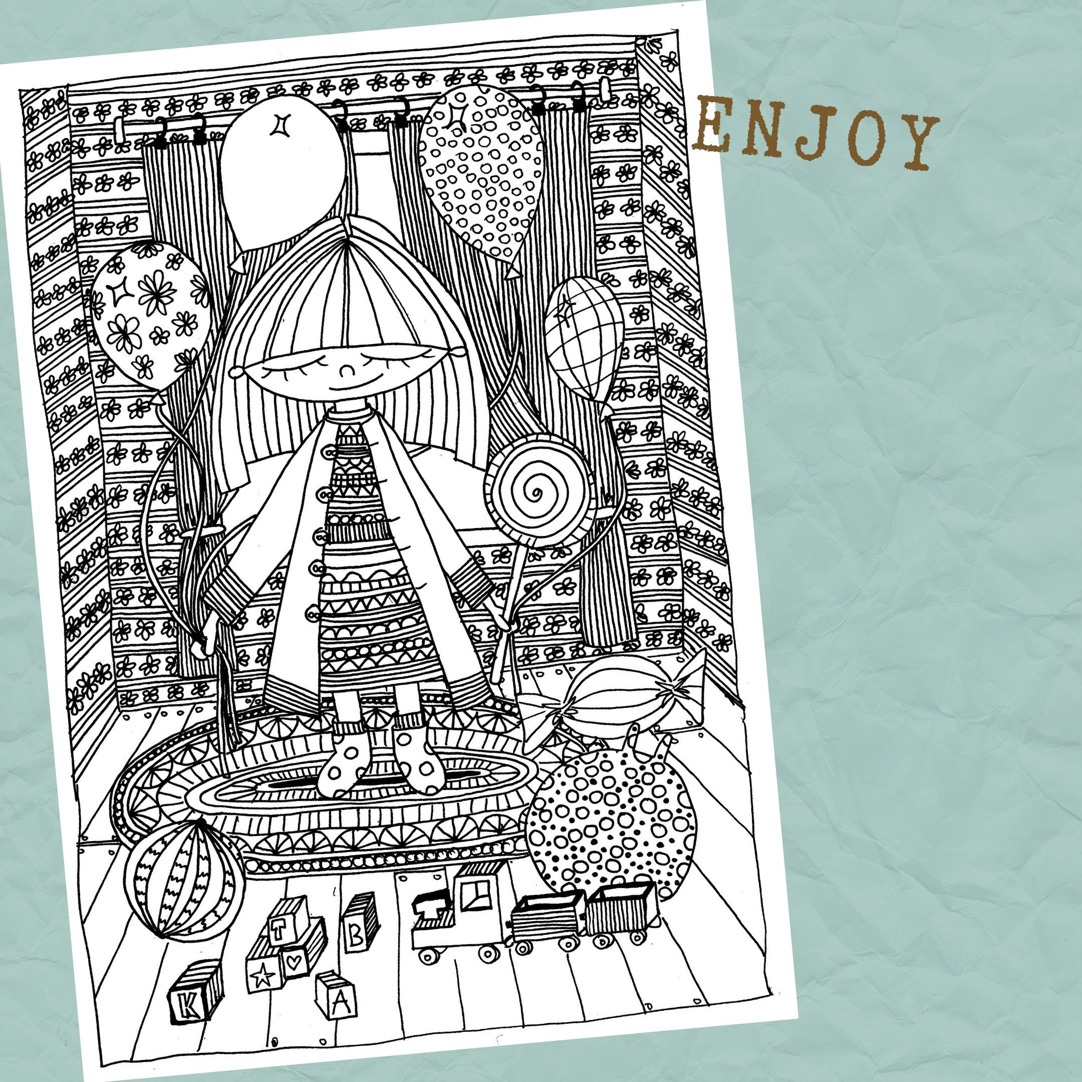 Kids Set Of Five Coloring Pages Printable Coloring Pages For | Etsy