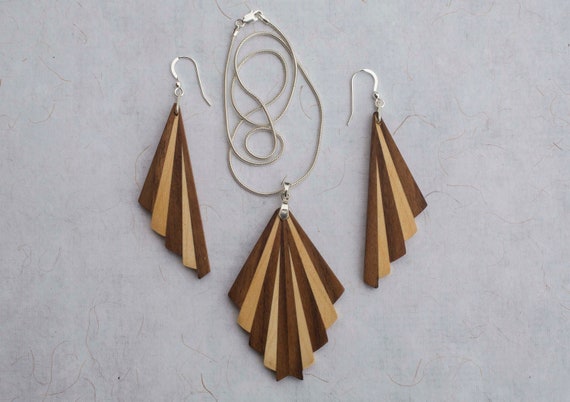 Woven Necklace and Earring Set Art Decco Inspired