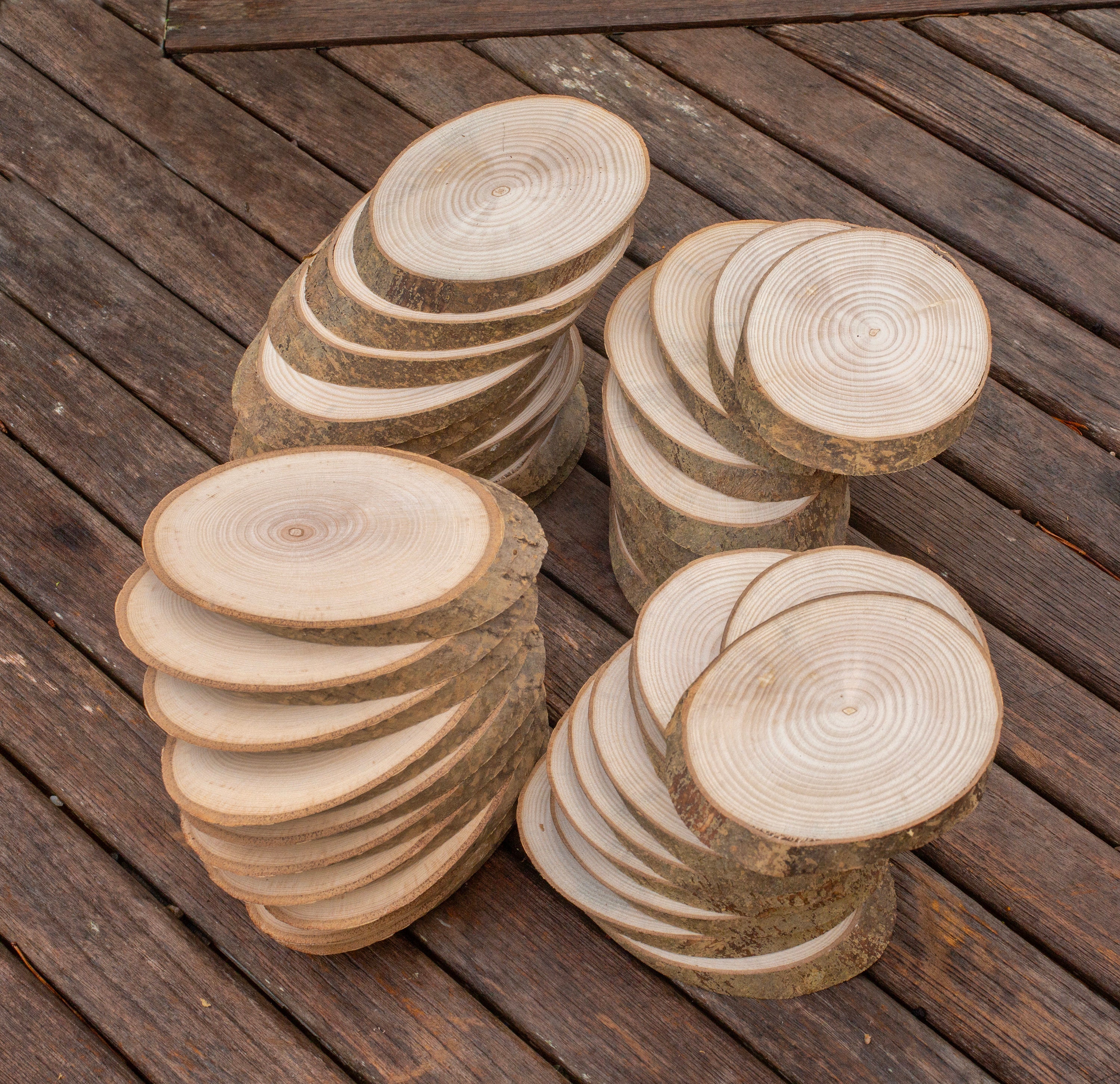Wooden Slices Wood Log Discs Round Rustic Wedding Crafts Coasters 4CM To  15CM