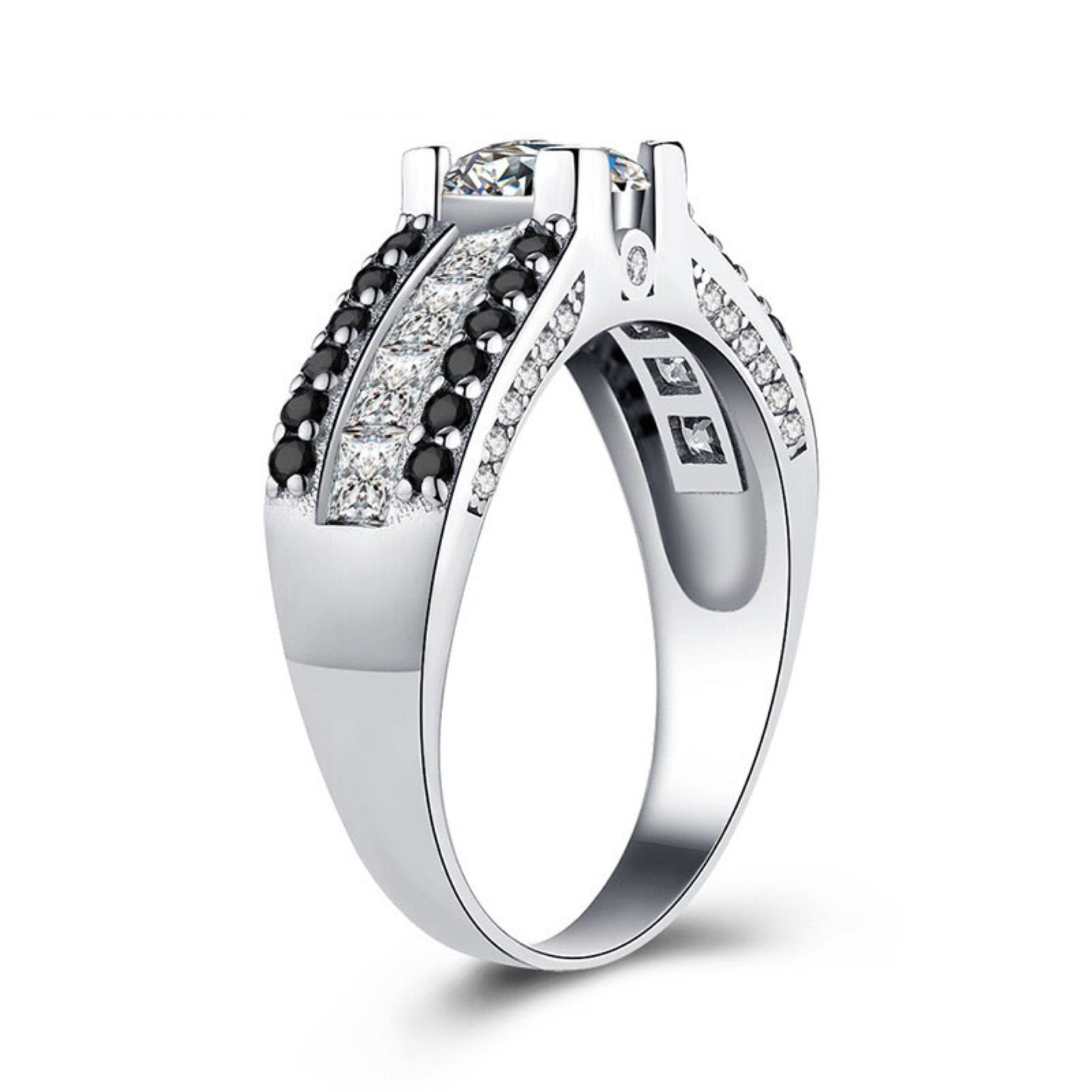 Gemstone Square 0.75Ct Zirconia Ring Eternity Wedding Band