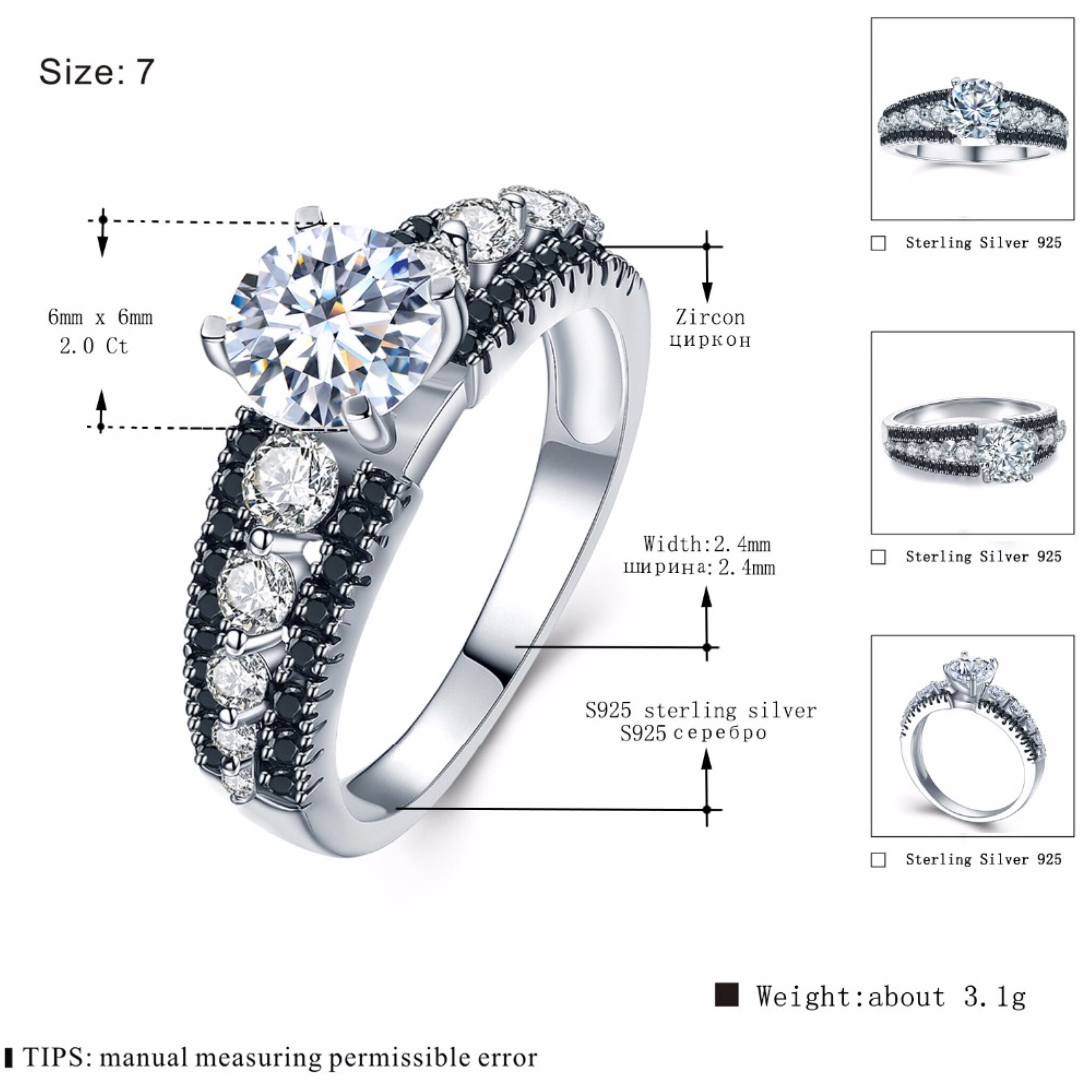 Sterling Silver 2ct Zirconia Ring Gemstone Promise Ring Etsy UK