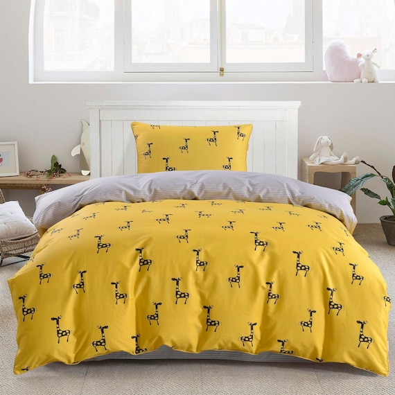 Sateen Little Giraffe Bedding Set High Grade Duvet Cover Etsy