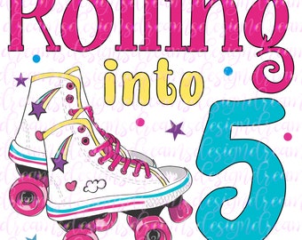 Rolling Into 8, PNG Printable File, Rolling Skate Printable, Roller ...