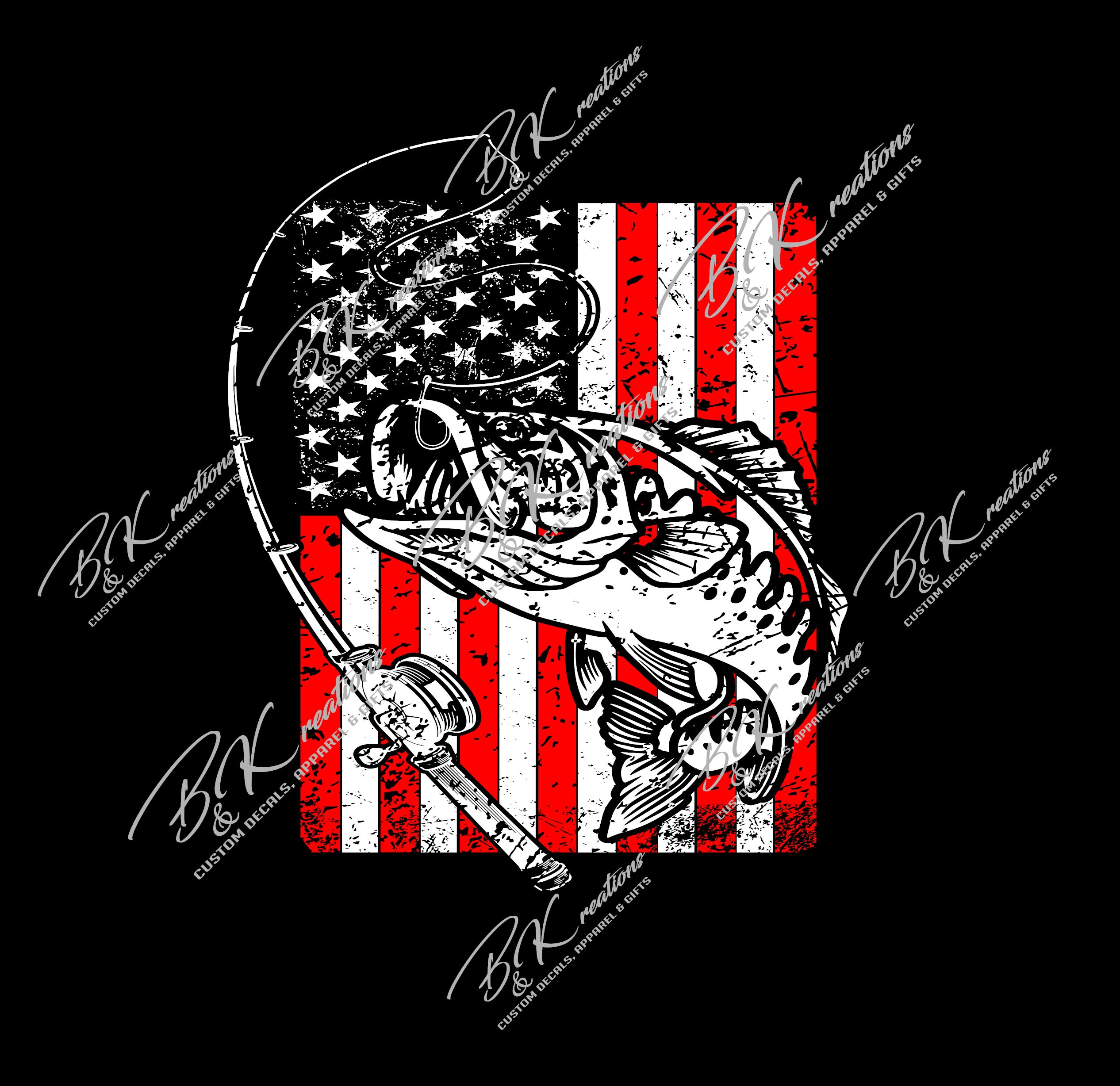 Fishing American Flag SVG File - Etsy