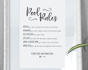Pool Rules, Printable Sign, Airbnb Sign, Airbnb Host Sign, Airbnb Signs, airbnb template, vacation rental, VRBO, Airbnb Signage