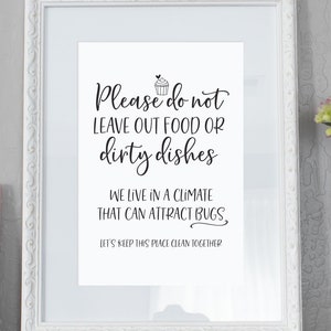 Do not leave out food Printable Sign, Airbnb Sign, Airbnb Host Sign, Kitchen sign, Airbnb Signs, airbnb template, vacation rental, VRBO