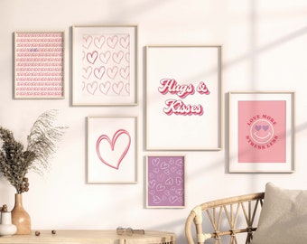 Valentine's day wall art decor bundle, Set of 7 PRINTABLES, Valentine’s day, Valentine’s gallery wall, Boho wall art, digital downloads