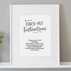 Checkout Instructions Sign, Printable Checkout Sign, Airbnb Checkout Sign, Airbnb Sign, Airbnb Host Sign, airbnb template, vacation rental,