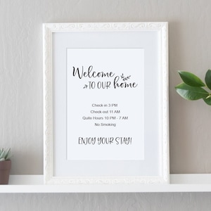 Welcome to our Home Rules Sign, Printable Sign, Airbnb Sign, House Rules Sign, Airbnb Host Sign, airbnb template, vacation rental, VRBO