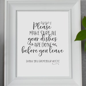 Do Your Dishes Sign, Printable Kitchen Sign, Airbnb Sign, Airbnb Host Sign, Airbnb checkout sign, airbnb template, vacation rental, VRBO