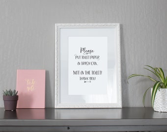 Bitte nur WC-Papier spülen Schild, druckbares Schild, Airbnb Schild, Badezimmer Schild, Airbnb Gastgeber Schild, Ferienvermunterung, VRBO, Airbnb Beschilderung