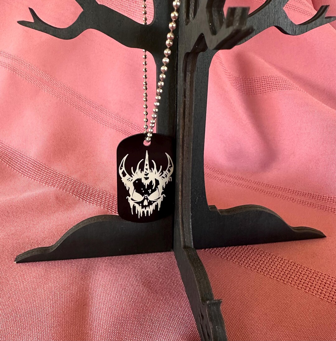 Demon Skull Dog Tag Necklace - Etsy