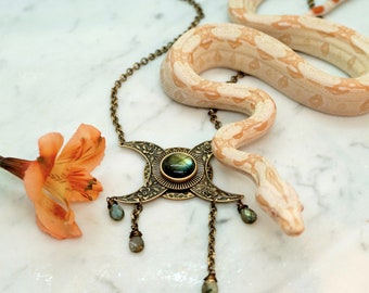 Triple Moon Goddess Necklace