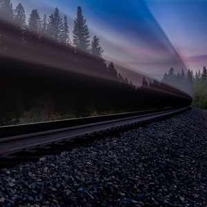 BNSF Train at Blue Hour – Lassen County California Railroad Photography Print – Breaking the Calm
