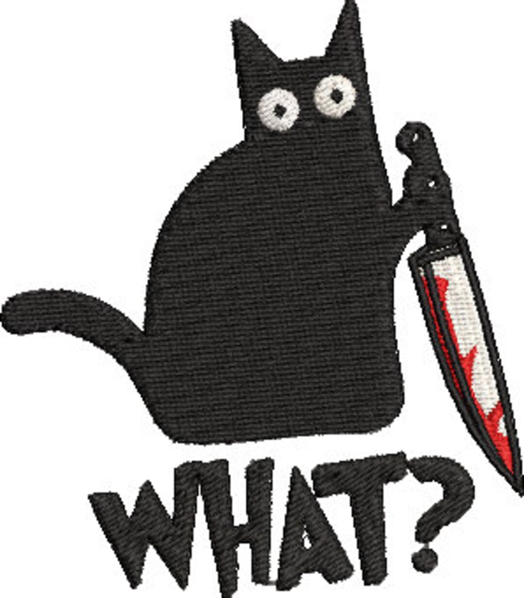 Cat With Knife Embroidery Design / Cat Killer Embroidery File/ Crazy