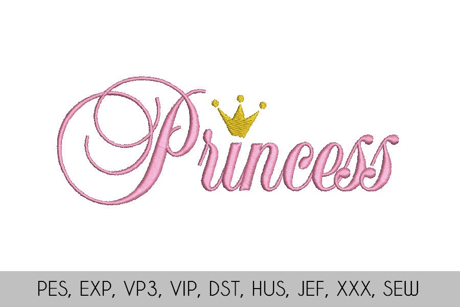 Princess With Crown Embroidery Design / 3 Sizes / 5x7 8x8 - Etsy