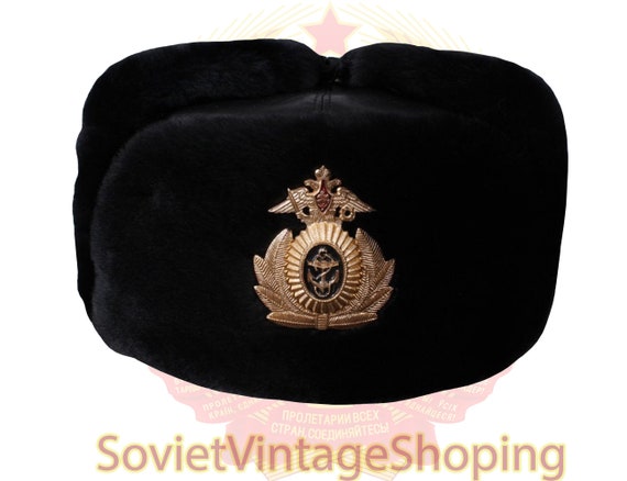 Leather hat Russian USHANKA Navy Fleet Captain win