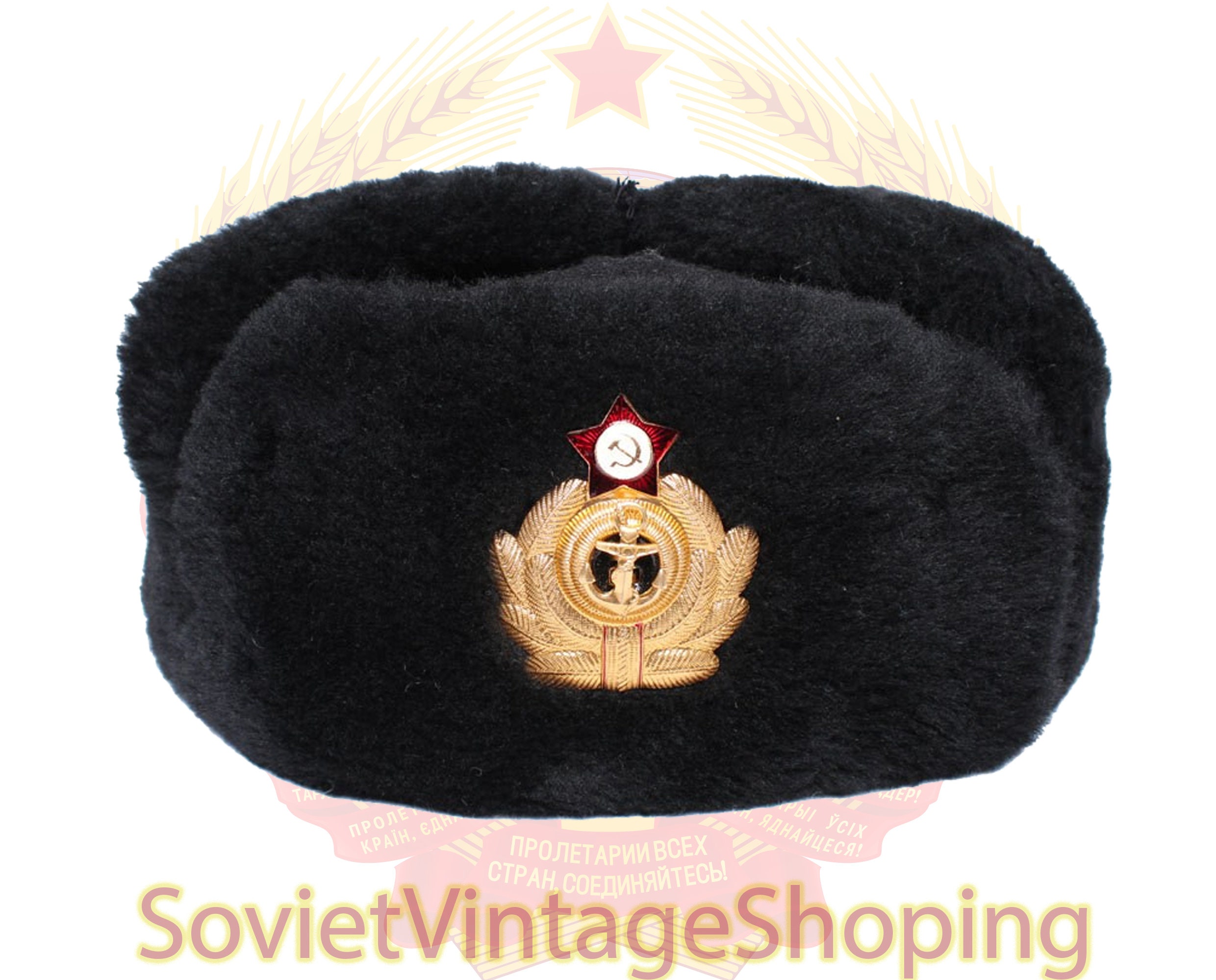 Soviet Navy Woolen USHANKA Hat Russian 