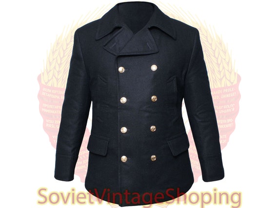 Modern Russian Navy Pea Jacket Authentic Naval Fleet Denmark Modern Russian Navy Pea Jacket, Russian Surplus Pea Coat