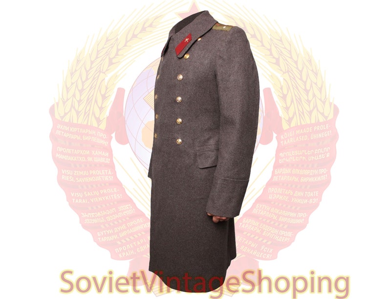 Soviet Military everyday Officers brown overcoat Russian Army Brown woolen coat