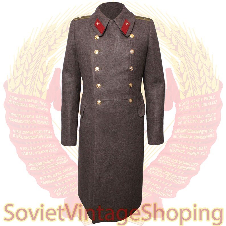 Soviet Military everyday Officers brown overcoat Russian Army Brown woolen coat