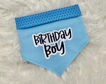 Snap on...Reversible Birthday Boy Dog Bandana