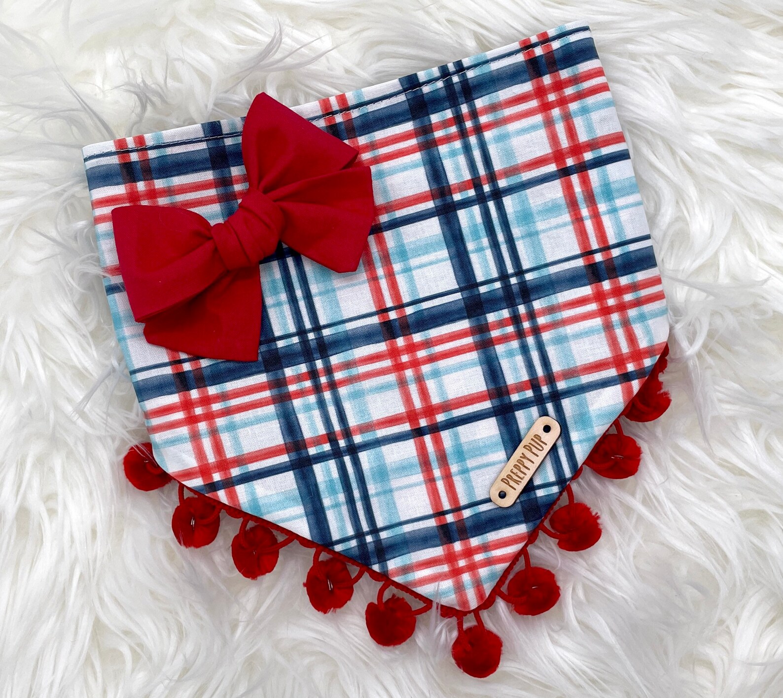 Patriotic Red White & Blue Dog Bandana With OPTIONAL Pom Trim Etsy