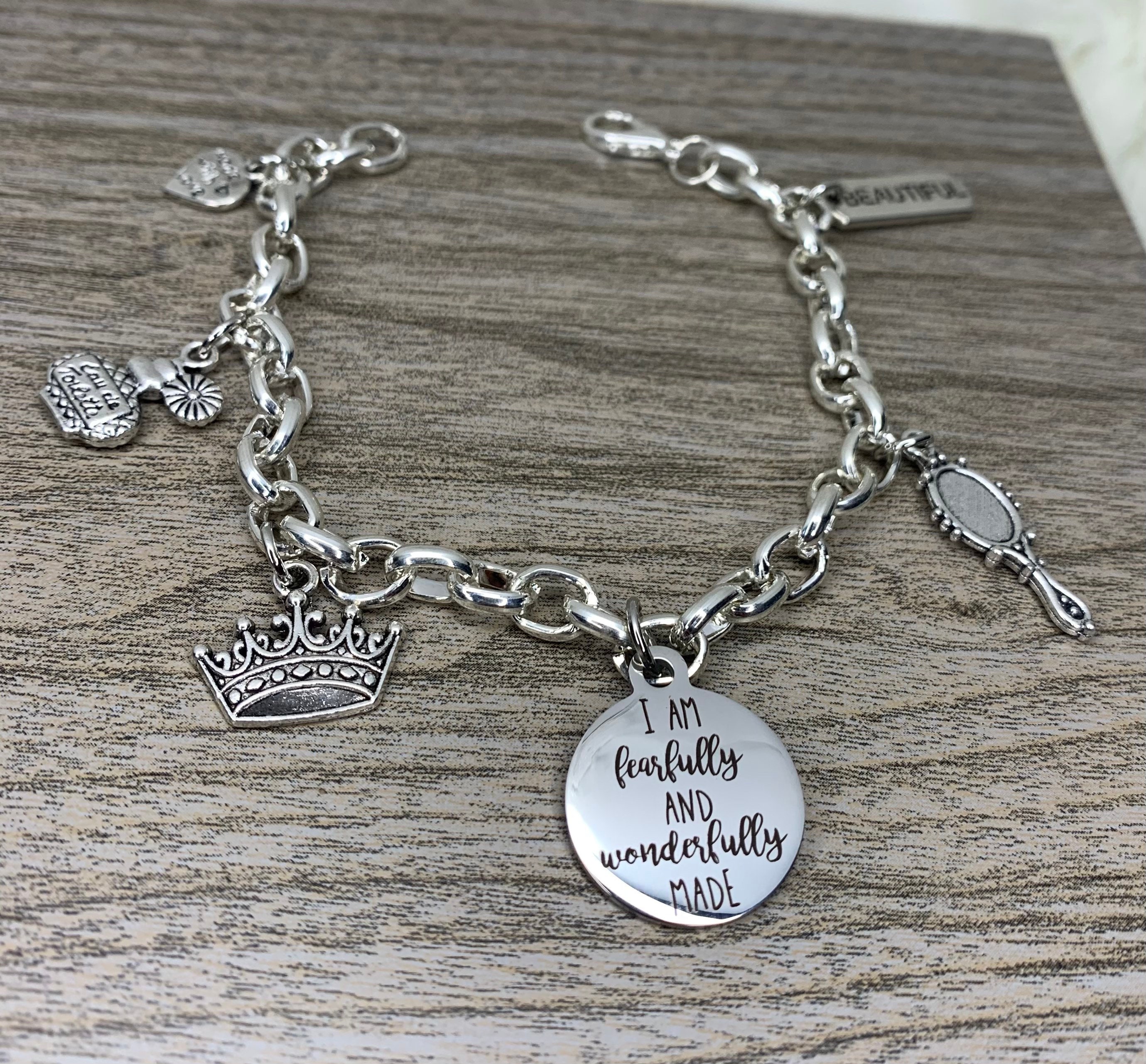 Christian Charm Bracelet Faith Charm Bracelet Cable Chain Etsy