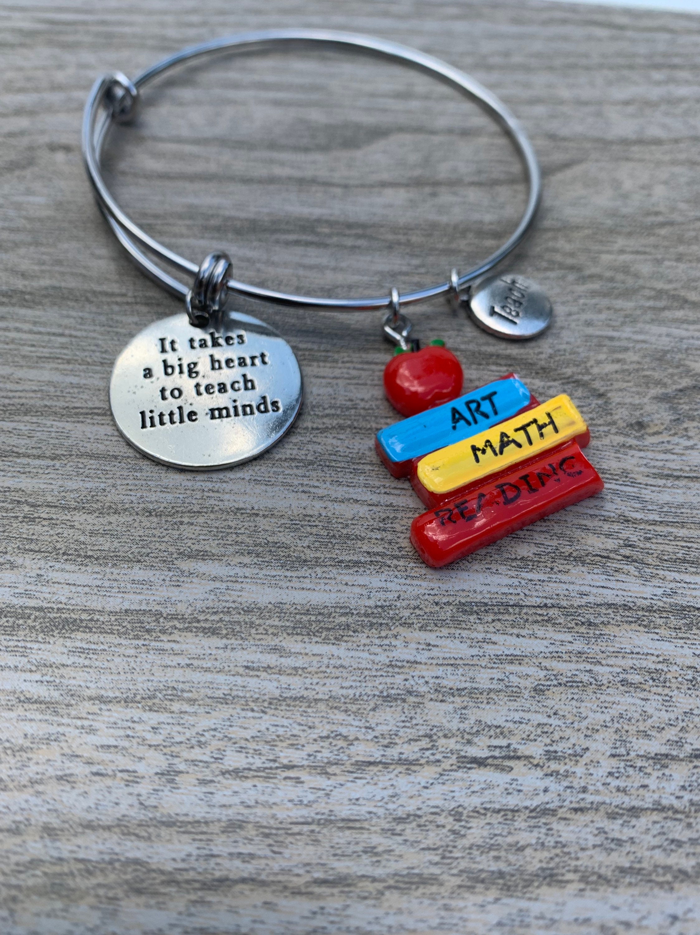 Bracelet For Teacher Teacher Charm Bracelet Teacher Bangle Etsy