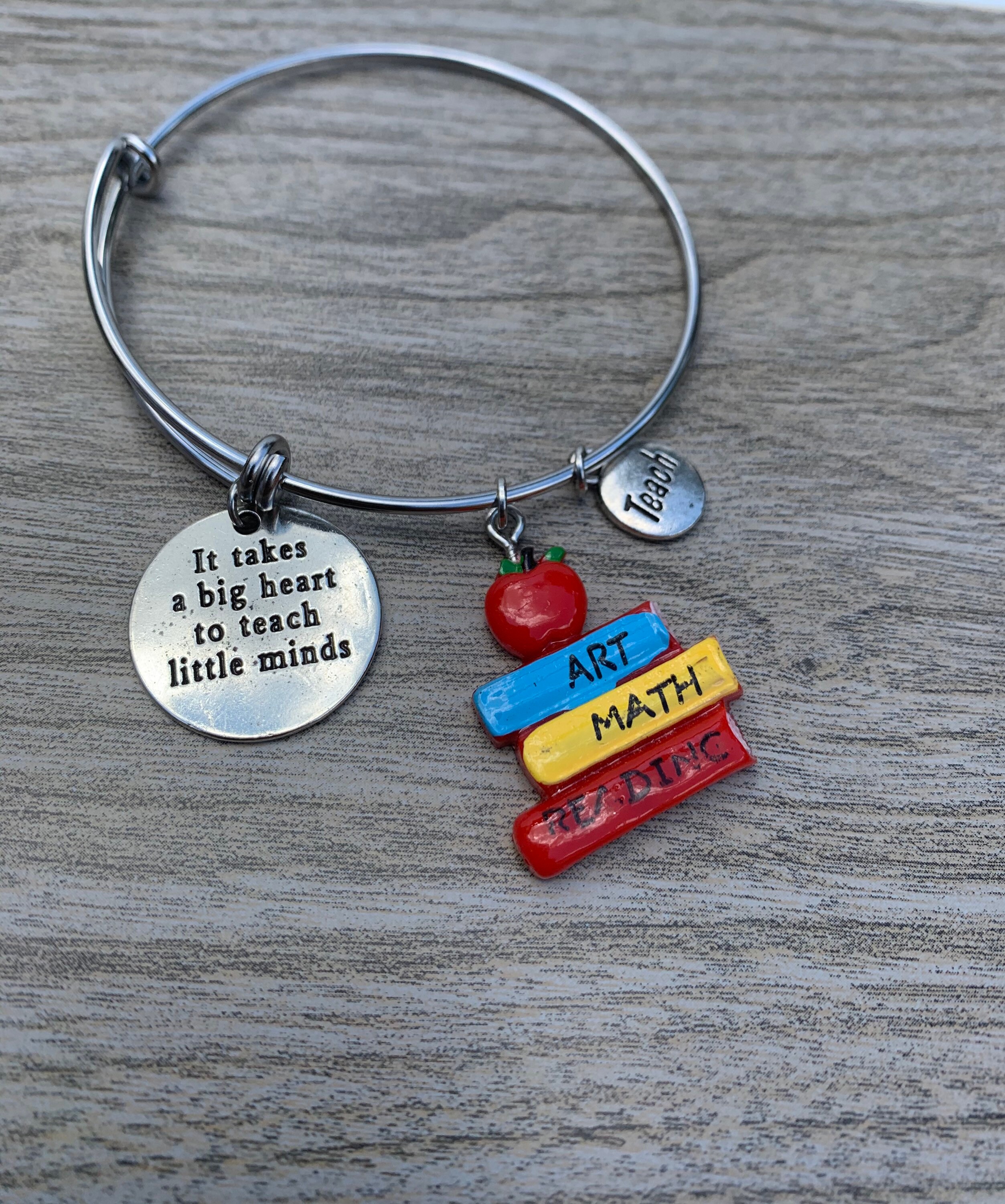 Bracelet For Teacher Teacher Charm Bracelet Teacher Bangle Etsy