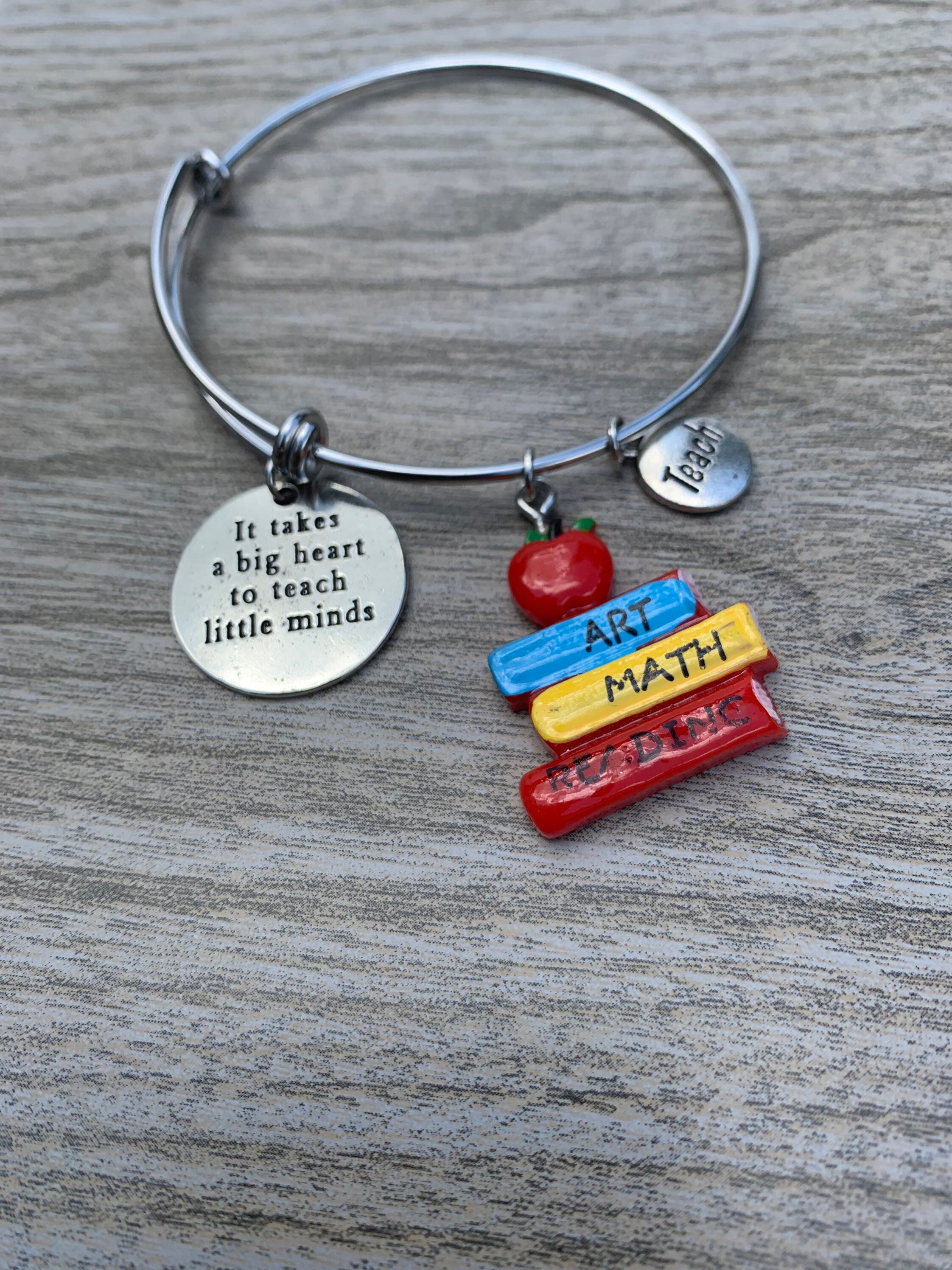 Bracelet For Teacher Teacher Charm Bracelet Teacher Bangle Etsy