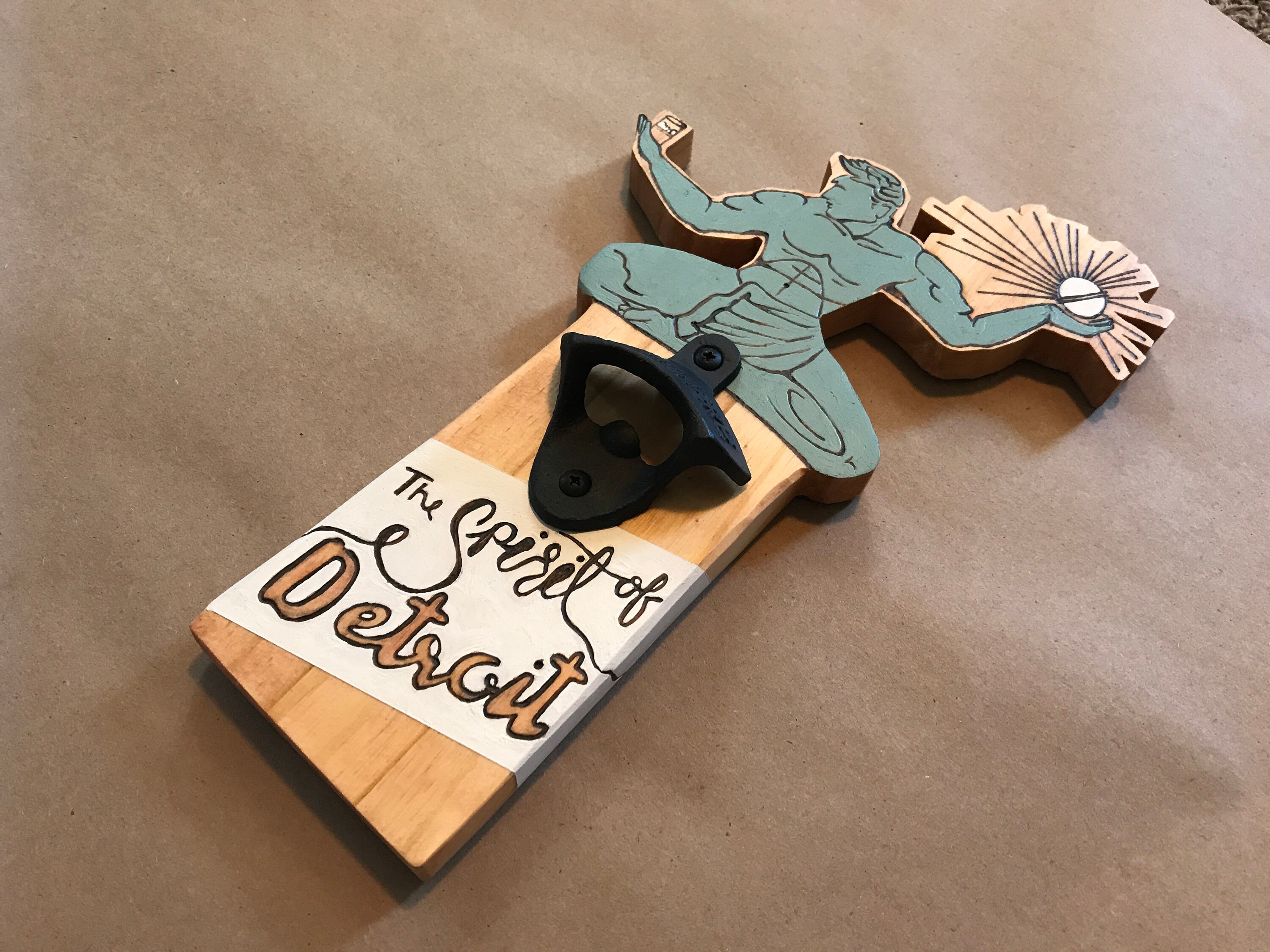 The Spirit of Detroit Bottle Opener Detroit Decor Etsy