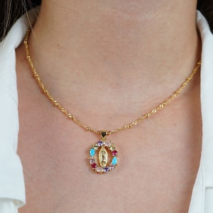 Our lady of Guadalupe necklace, Virgen de Guadalupe necklace, catholic jewelry, Virgin Mary, religious necklace, Mexican jewelry