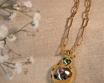 ゴールドてんとう虫ネックレス、カラフルなてんとう虫チャーム