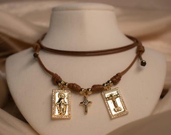 Scapular, catholic jewelry, religious jewelry, Virgin Mary necklace, miraculous medal, religious gift, catholic necklace, escapulario