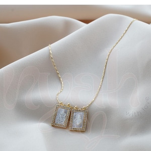 Mother of pearl scapular necklace, Our lady of Mount Carmel, Sacred Heart, escapulario, Catholic necklace, Christmas gift, Confirmation gift