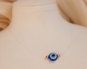 Unsichtbare Auge Halskette, Auge Schmuck, Böser Blick Charme, griechischer Schmuck, Schutzamulett Halskette, drittes Auge, mal de ojo, Ojo turco