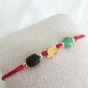Red string protection bracelet, azabache adult bracelet, jet stone, elephant bracelet, lucky bracelet, protection amulet, mal de ojo