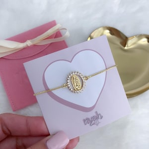 Gold Jungfrau von Guadalupe Armband, Jungfrau Maria Armband, Jungfrau Maria Schmuck, katholisches Geschenk, religiöser Schmuck, Konfirmationsgeschenk, religiös