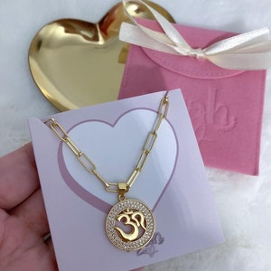 Ohm necklace gold, yoga necklace, ohm charm, ohm yoga symbol, yoga jewelry