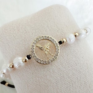 Saint Michael Archangel pearl bracelet, Saint Michael Archangel beaded bracelet, Saint Michael Archangel medal, religious jewelry, catholic