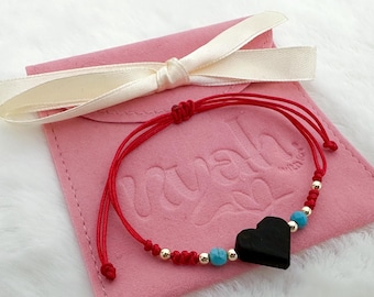 Red string azabache bracelet, azabache bracelet for adult, jet stone, azabache charm, mal de ojo, protection bracelet, jet stone bracelet