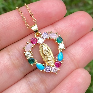 Virgen de Guadalupe necklace, Our lady of Guadalupe, Guadalupe, Virgin Mary necklace, catholic necklace, Mexican jewelry, religious jewelry