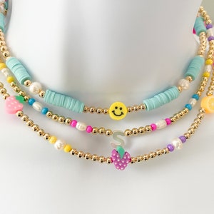 Smiley Gesicht Halskette, Glückliches Gesicht Choker Halskette, Smiley Gesicht Choker, Perlen Choker Halskette, Früchte Choker Halskette, Perlen Halskette
