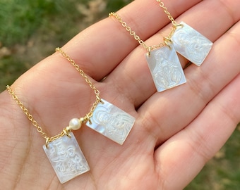 Mother of pearl scapular cheap necklace