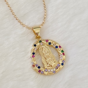 18k Gold filled Our lady of Guadalupe necklace, Virgin Mary necklace, religious jewelry, catholic gifts, Mexican jewelry,Virgen de Guadalupe